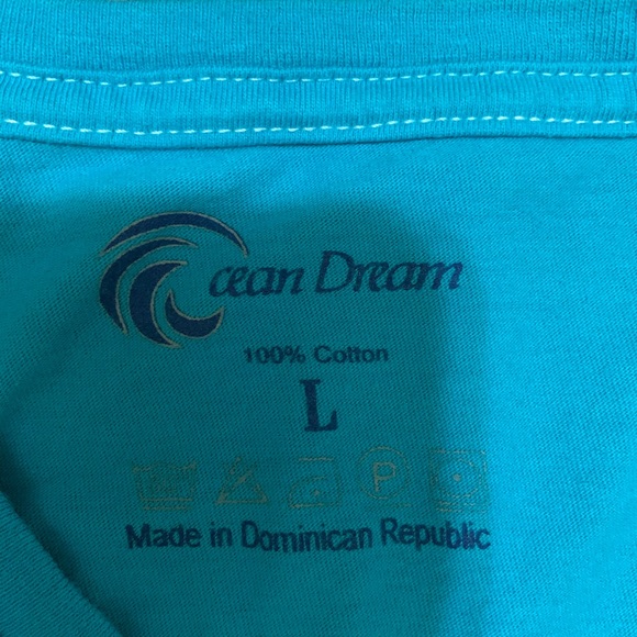Ocean Dream Blue & White Ombre Dominican Republic Short Sleeve Shirt Size Large - Picture 10 of 12